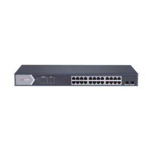 Hikvision DS-3E1526P-SI 24-Port PoE Unmanaged Switch – Plug & Play Power over Ethernet (Black)