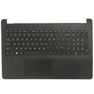 Top view of a laptop palmrest with integrated keyboard and touchpad replacement part