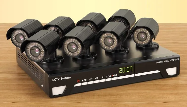 System digital video recorder cctv wooden table 3d rendering 808337 17596
