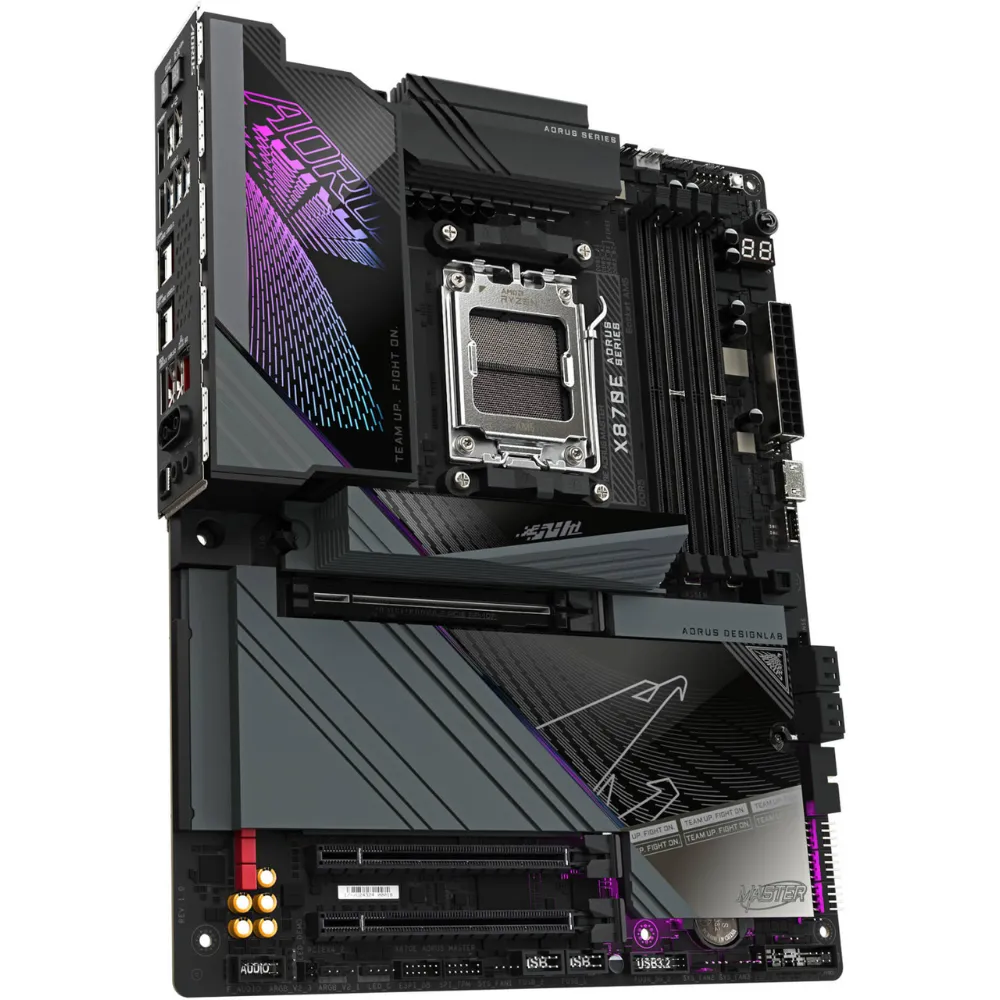 Gigabyte X870E AORUS MASTER motherboard with AMD AM5 socket, DDR5 support, PCIe 5.0, and Wi-Fi 7 Gigabyte X870E AORUS MASTER Motherboard AMD AM5 Socket Ryzen 9000 8000 7000 Series DDR5... desktop computer