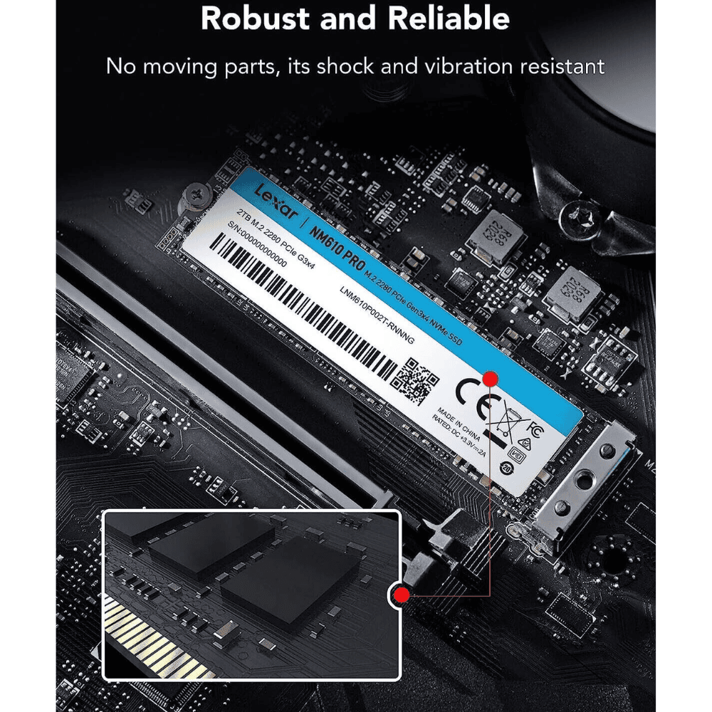 Lexar NM610 PRO, Lexar 2TB SSD, PCIe Gen3 SSD, NVMe SSD, M.2 2280 SSD, Internal SSD, Gaming SSD, Laptop SSD, Desktop SSD, High-Speed SSD Lexar NM610 PRO PCIe Gen3x4 NVMe M.2 2280 Internal SSD 2TB Up to 3300MB/s...
