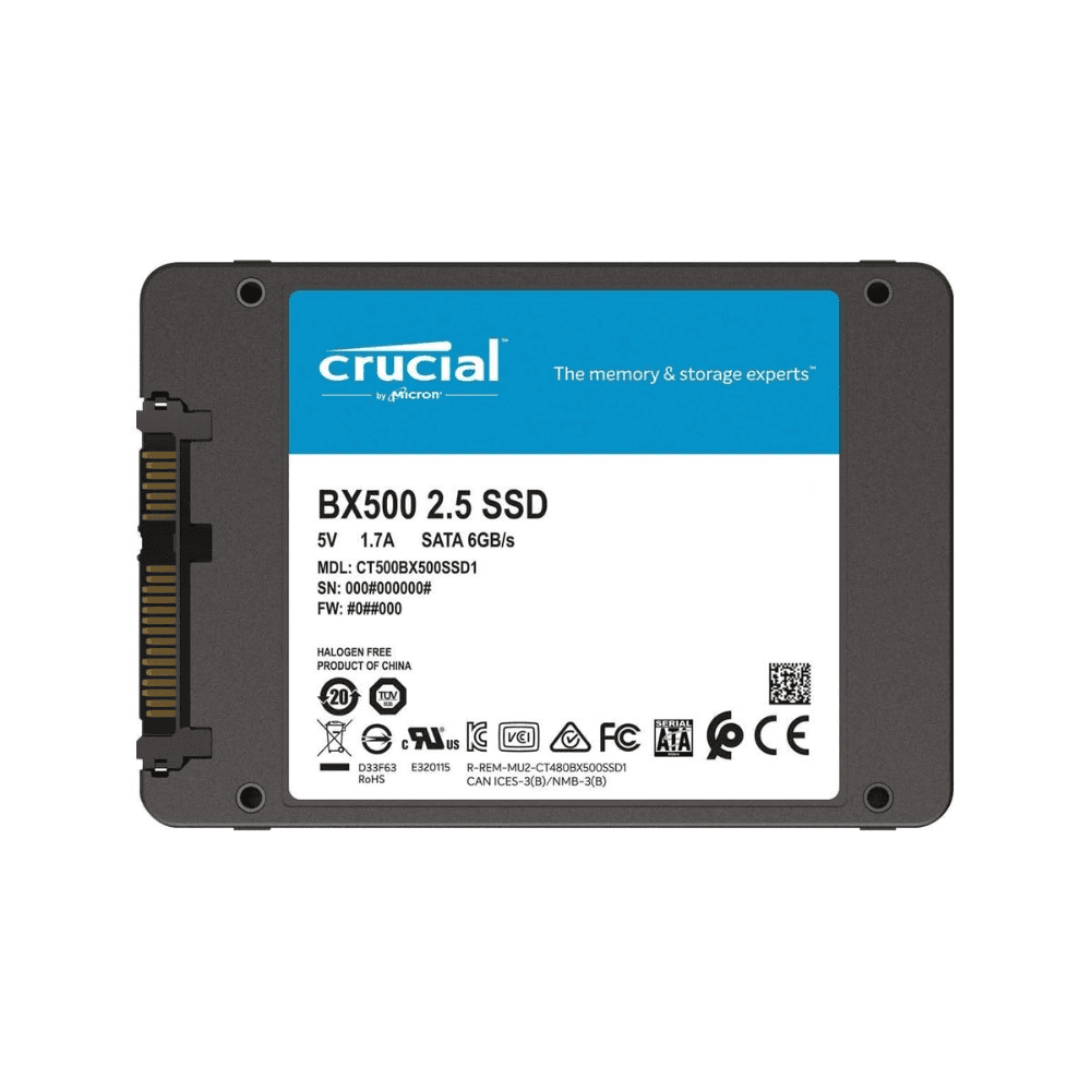 Crucial BX500 500GB SATA 2.5-inch Internal SSD with 540MB/s read speed and 500MB/s write speed Crucial BX500 500GB SATA 2.5 Inch Internal SSD 540MB/s Read 500MB/s Write CT500BX500SSD1
