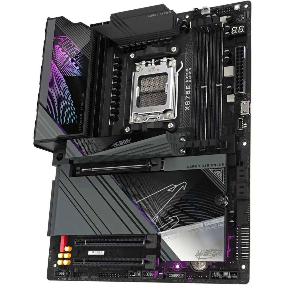 Gigabyte X870E AORUS MASTER motherboard with AMD AM5 socket, DDR5 support, PCIe 5.0, and Wi-Fi 7 Gigabyte X870E AORUS MASTER Motherboard AMD AM5 Socket Ryzen 9000 8000 7000 Series DDR5... desktop computer