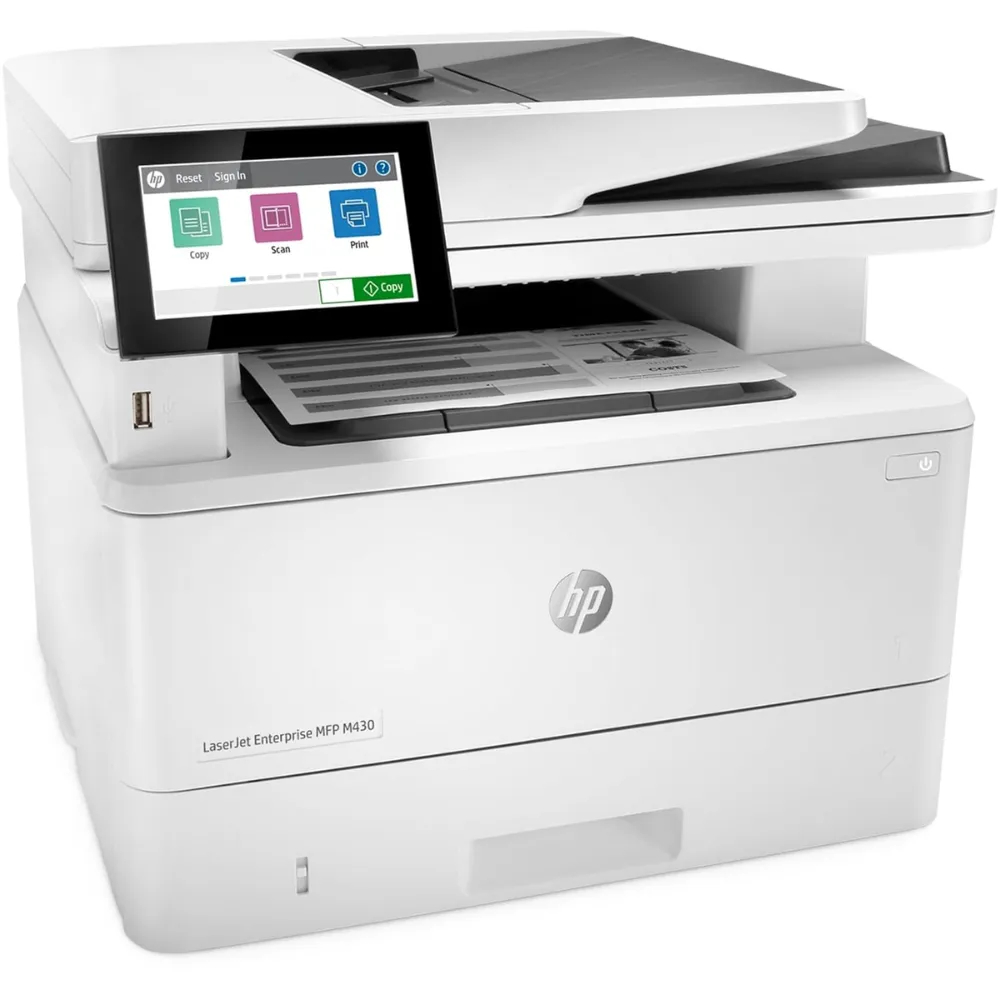 HP LaserJet Enterprise MFP M430f monochrome laser printer with print, scan, copy, fax, 42ppm, and duplex printing in UAE HP LaserJet Enterprise MFP M430f Monochrome Laser Printer Print Scan Copy Fax 42ppm Duplex