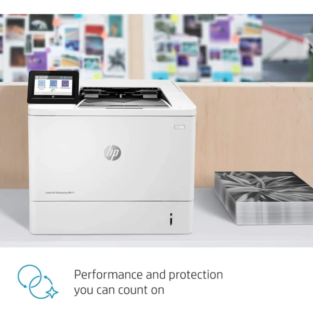 HP LaserJet Enterprise M611dn monochrome laser printer with 65ppm print speed and automatic duplex printing in UAE HP LaserJet Enterprise M611dn Printer Monochrome Laser 65ppm Auto Duplex